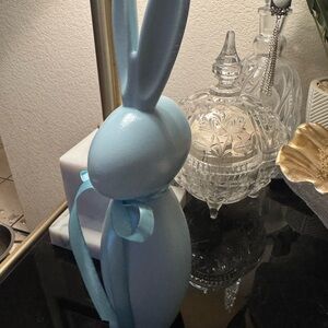 Blue Ceramic Bunny Figurine